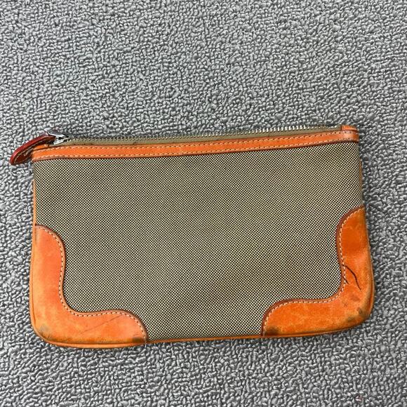 Authentic Prada Jacquard Pouch in Orange Brown Canvas and Leather Rare - Picture 15 of 16